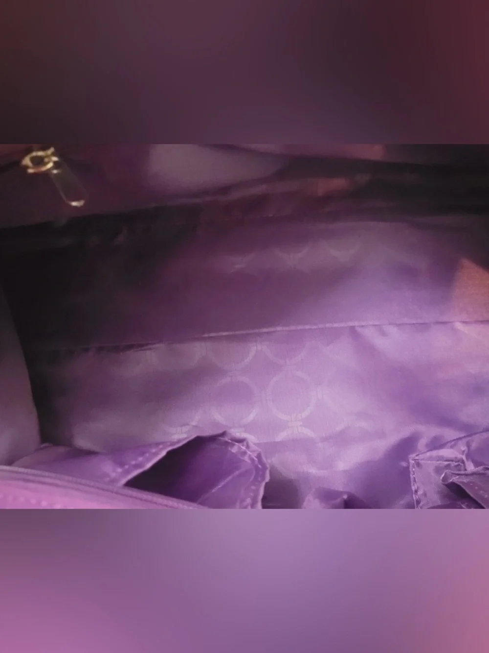 JM New York Purple Travel Weekender Bag with Brown Trim